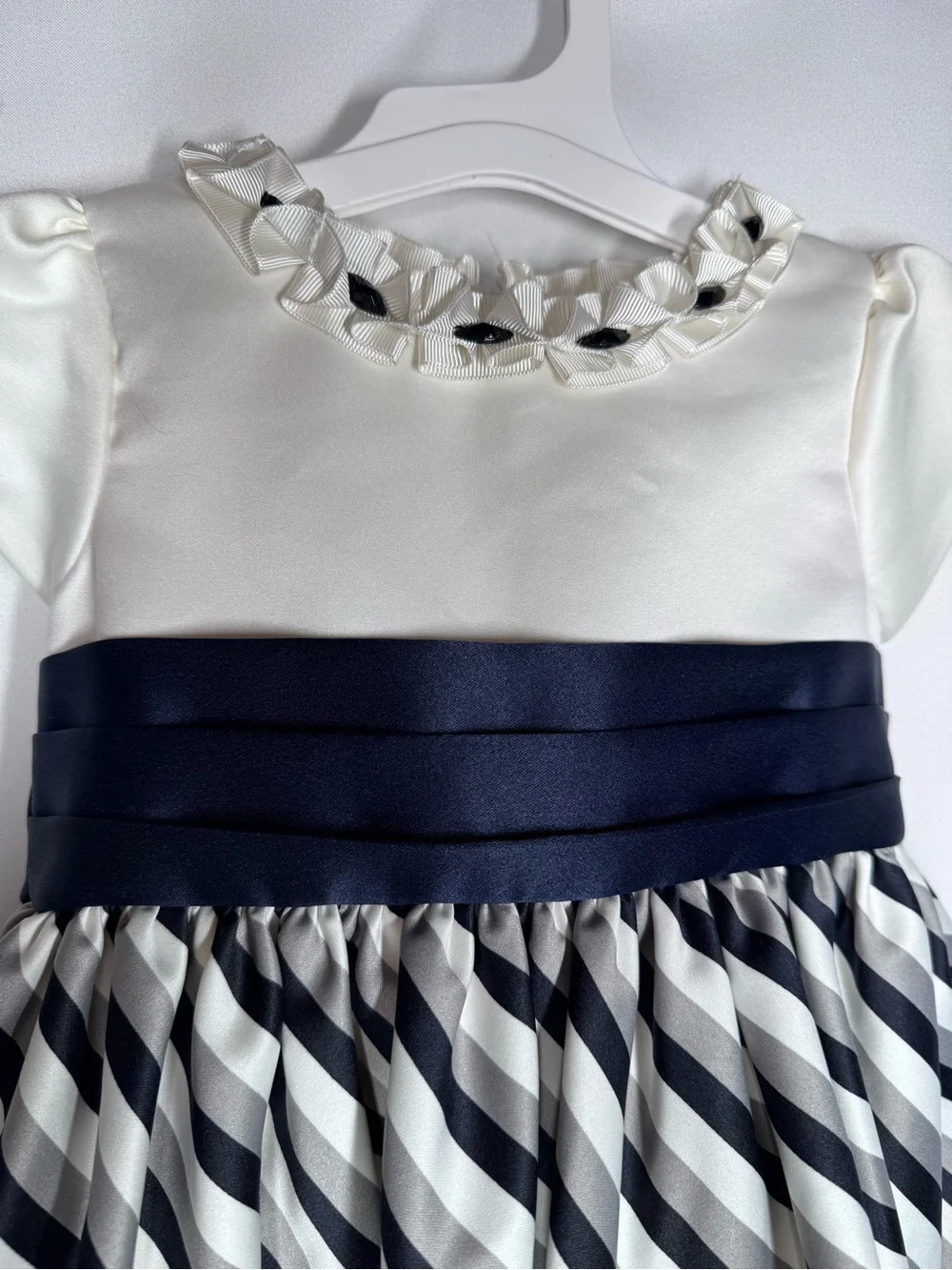 Darissa Toddler Girls Striped Satin Formal Party Dress - Size 2T